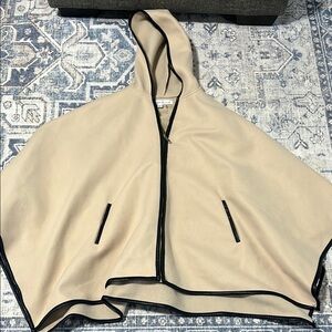 Kenneth Cole Cream and Black Sporty Cape with Hood